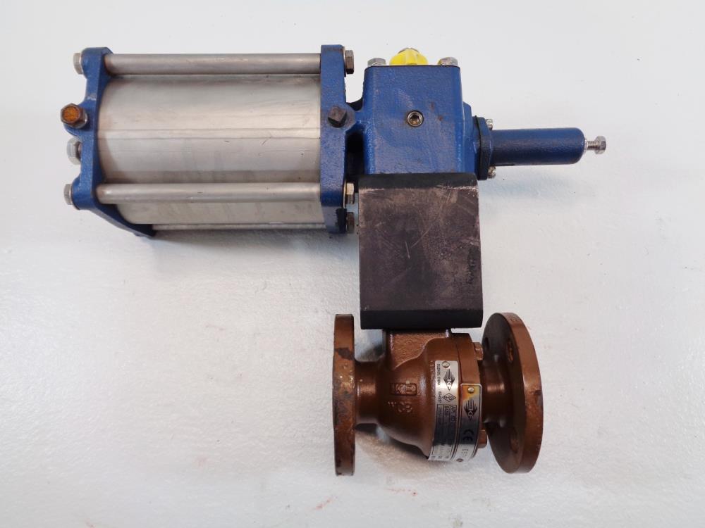 KF 1" 150# WCB 2-Piece WCB Ball Valve, Raised Face, w/ Morin Actuator